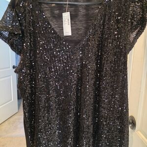 Maurices Shimmering Black Sequin Blouse